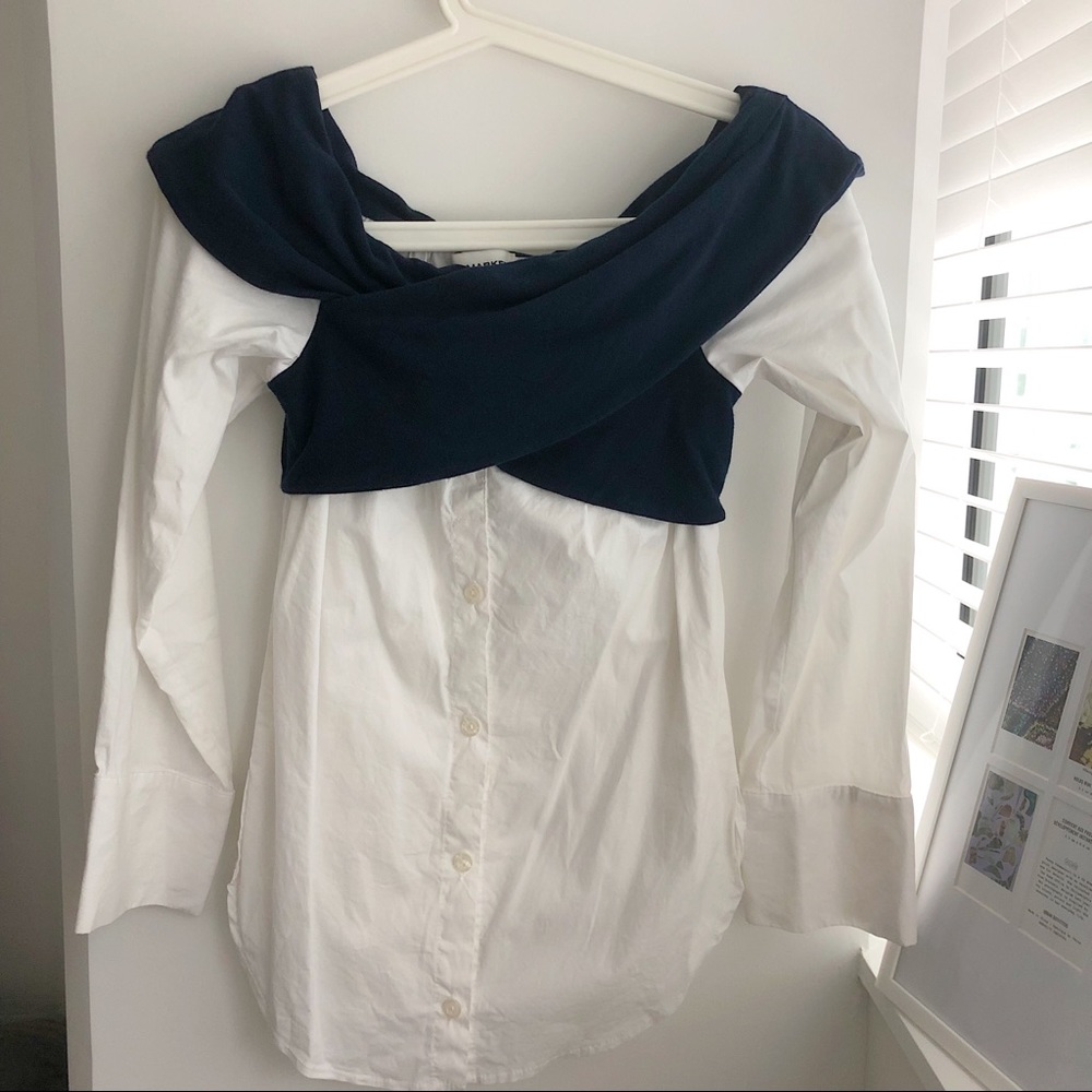 Pixie Market Cross Off Shoulder Button Down Shirt… - image 8